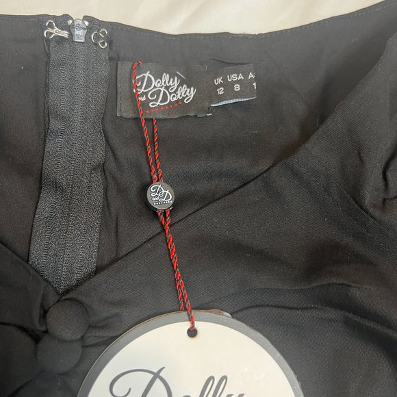 NWT Dolly and Dotty Black Short Sleeve Rockabilly Pin Up Dress Size 8‎ - Picture 6 of 6